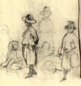 Group of villagers. Sketch