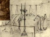 Суворов у труні. Ескіз