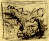 Хлопчик із собакою в лісі. Начерк